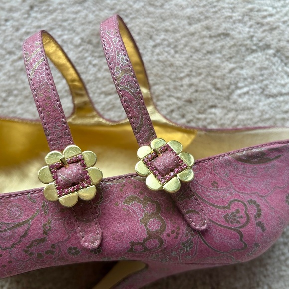 Hale Bob Rosy Mary Jane Pink and Gold Heels-Size 10 - Picture 4 of 7